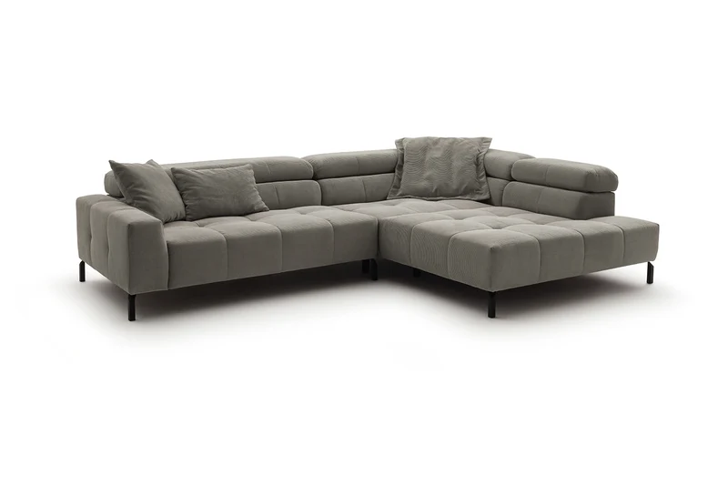 KAWOLA Sofa OHIO Ecksofa Feincord grau