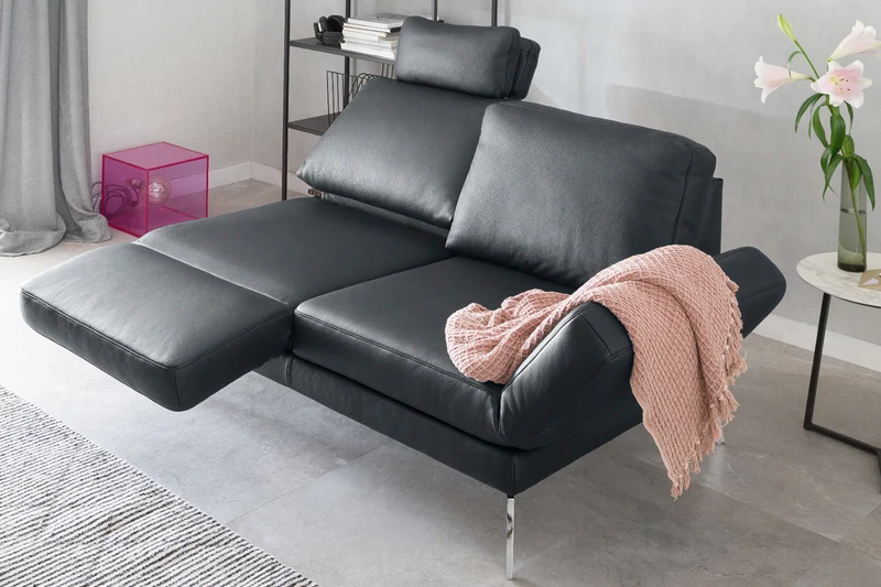 KAWOLA Sofa HURRICANE 2-Sitzer Leder schwarz