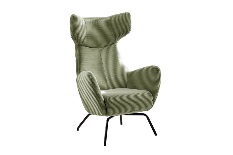 KAWOLA Sessel LOTTE Ohrensessel Cord olivgrün