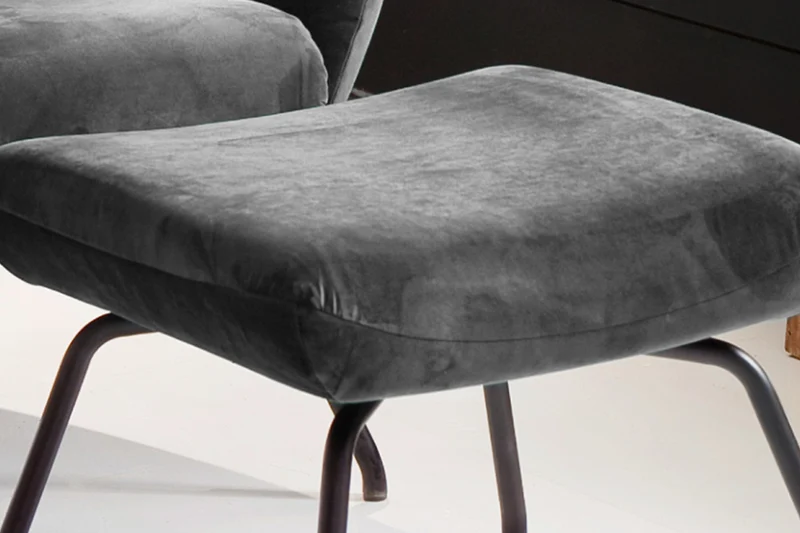 KAWOLA Hocker LOTTE Polsterhocker velvet stone