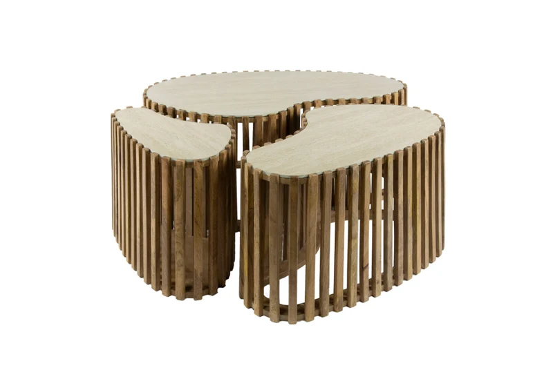 KAWOLA Couchtisch LIMAY Set 3-tlg. Keramik weiß