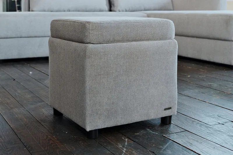 KAWOLA Hocker mit Stauraum IDA Stoff grau