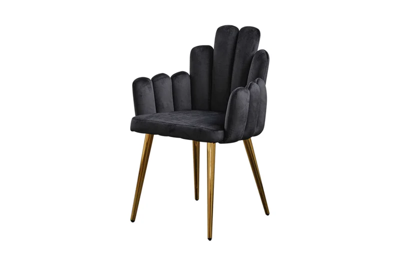 KAWOLA Stuhl FREJA Esszimmerstuhl Velvet schwarz Fuß gold