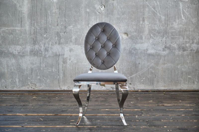 KAWOLA Stuhl LINDA Esszimmerstuhl Barock Velvet grau