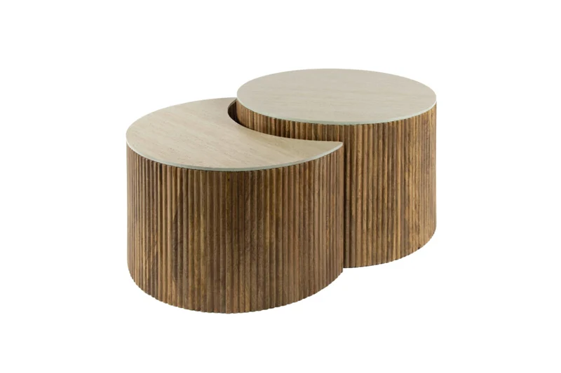 KAWOLA Couchtisch DESEADO Set 2-tlg. Keramik weiß