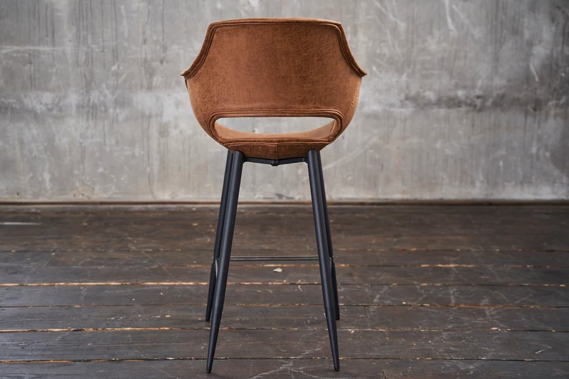 KAWOLA Barhocker ZAJA Barstuhl Sitzhöhe 76 cm Microfaser cognac