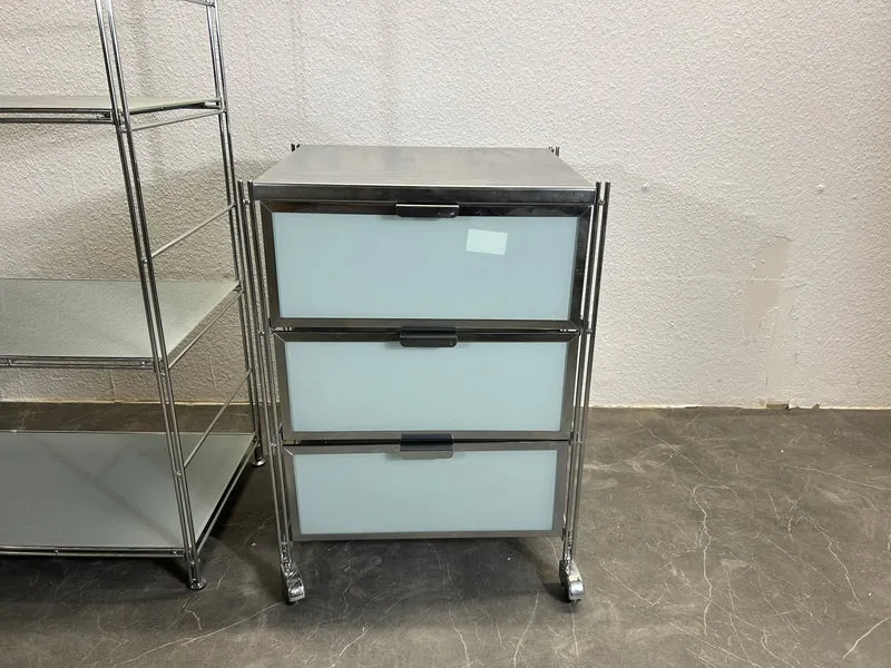 Balton Rollcontainer Silber Milchglas