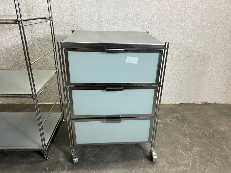 Balton Rollcontainer Silber Milchglas