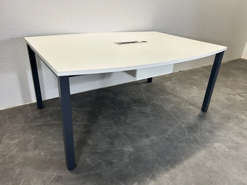 Konferenztisch Oval Weiß / Schwarz