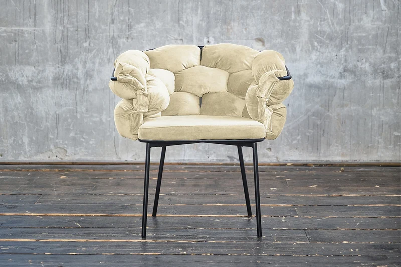 B-Ware KAWOLA Stuhl MONTY Designstuhl Velvet cremeweiß