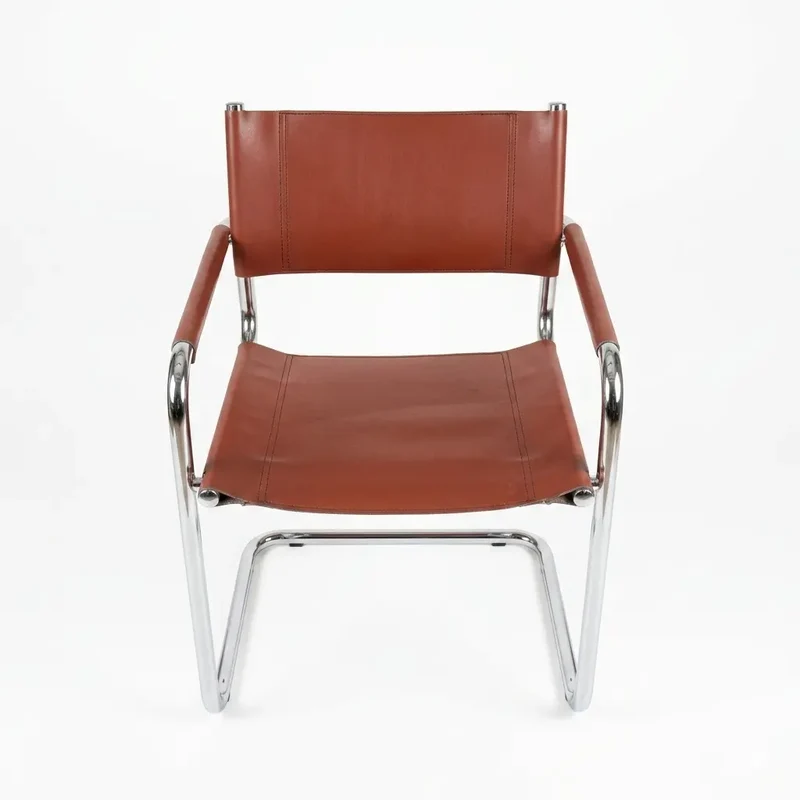 Vintage Freischwinger im Marcel Breuer Stil – Cognac Sattelleder & Chrom