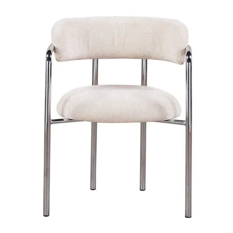 Pole to Pole Art Deco Esszimmerstuhl Ivory | Chromgestell
