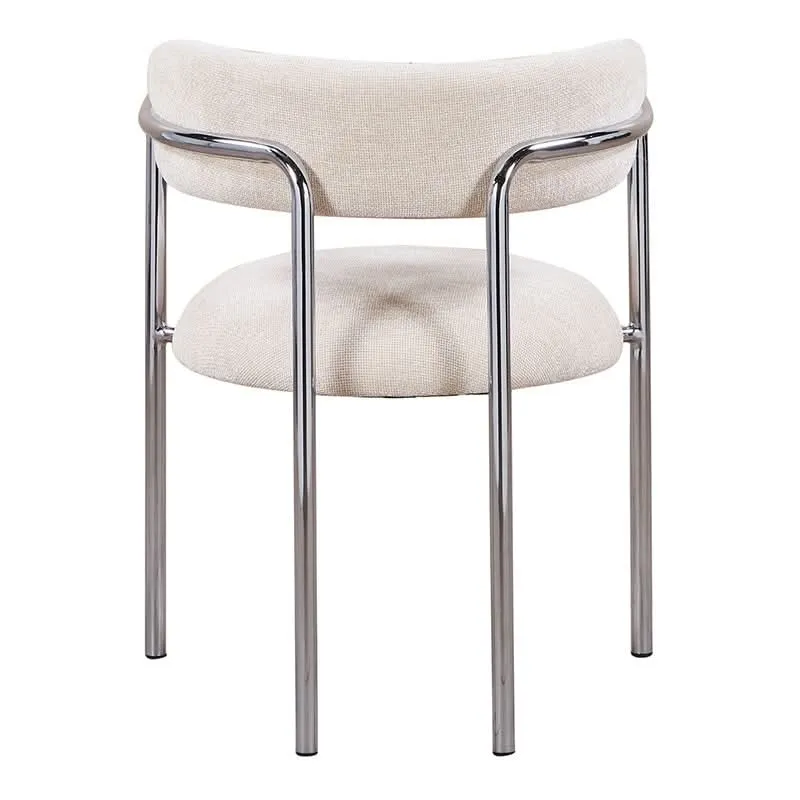 Pole to Pole Art Deco Esszimmerstuhl Ivory | Chromgestell