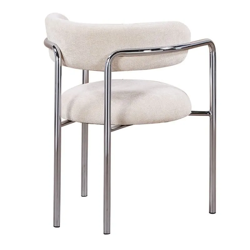 Pole to Pole Art Deco Esszimmerstuhl Ivory | Chromgestell