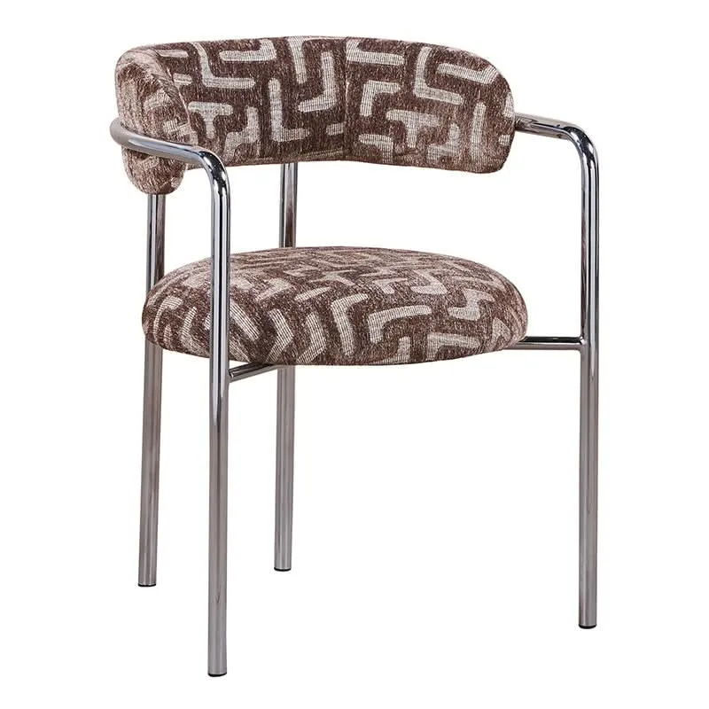 Pole to Pole Art Deco Esszimmerstuhl Maze Brown | Chromgestell