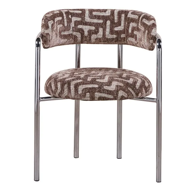 Pole to Pole Art Deco Esszimmerstuhl Maze Brown | Chromgestell