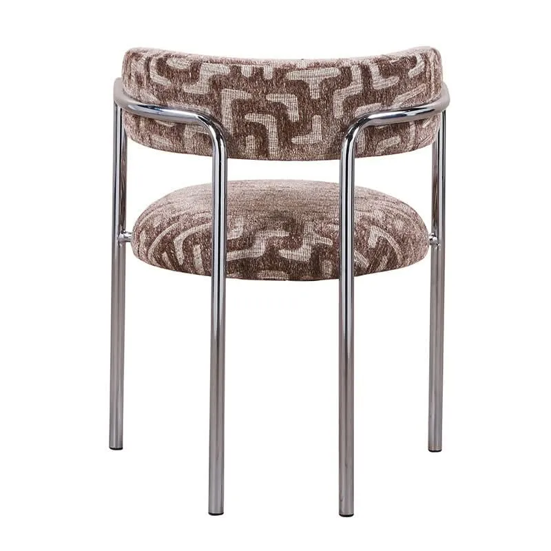Pole to Pole Art Deco Esszimmerstuhl Maze Brown | Chromgestell