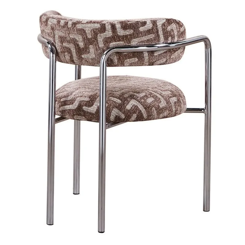 Pole to Pole Art Deco Esszimmerstuhl Maze Brown | Chromgestell
