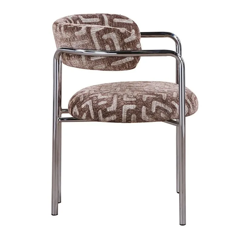 Pole to Pole Art Deco Esszimmerstuhl Maze Brown | Chromgestell