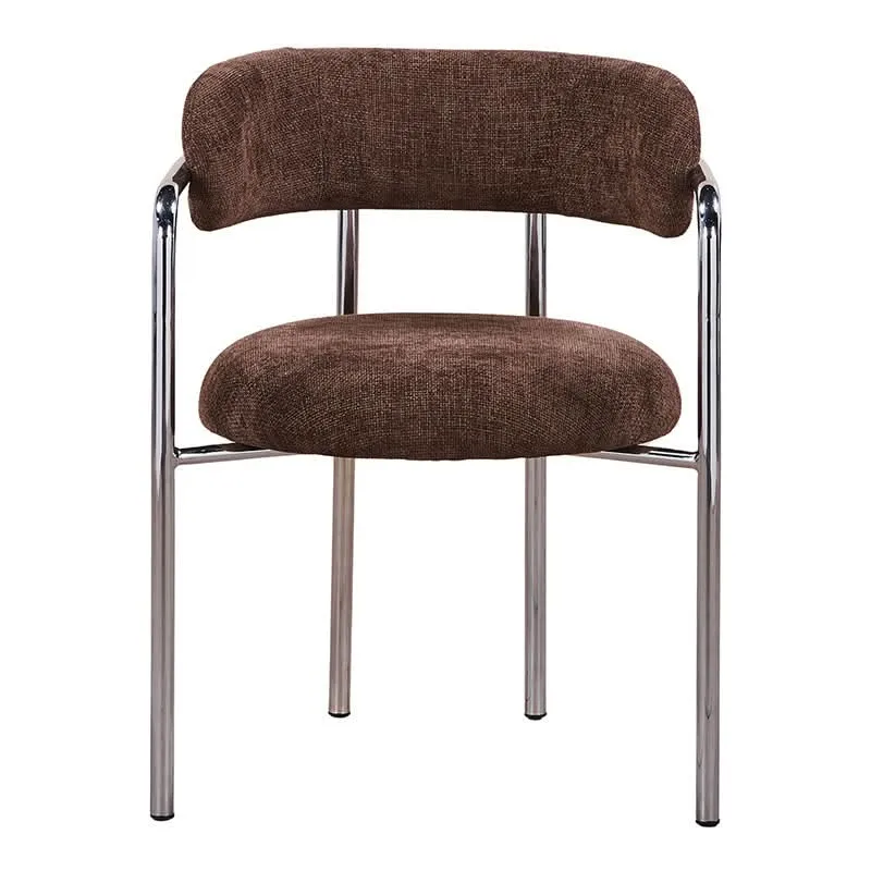 Pole to Pole Art Deco Esszimmerstuhl Espresso | Chromgestell