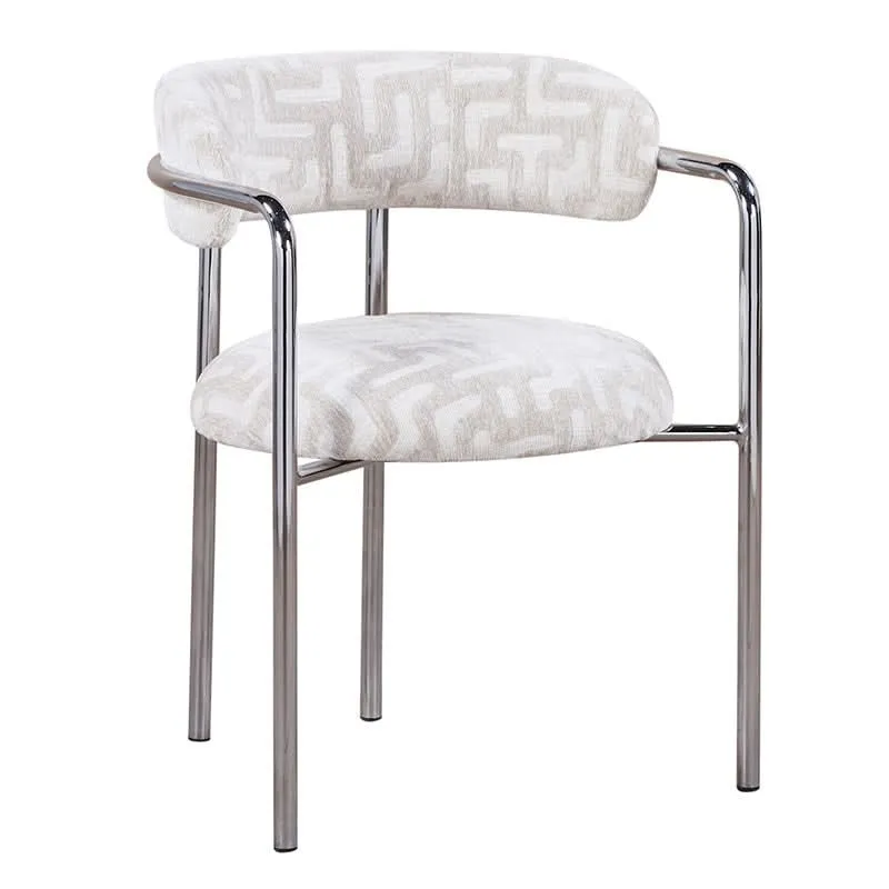 Pole to Pole Art Deco Esszimmerstuhl Maze Beige | Chromgestell