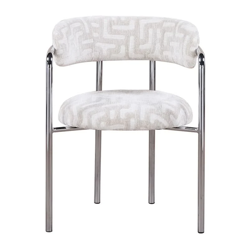 Pole to Pole Art Deco Esszimmerstuhl Maze Beige | Chromgestell