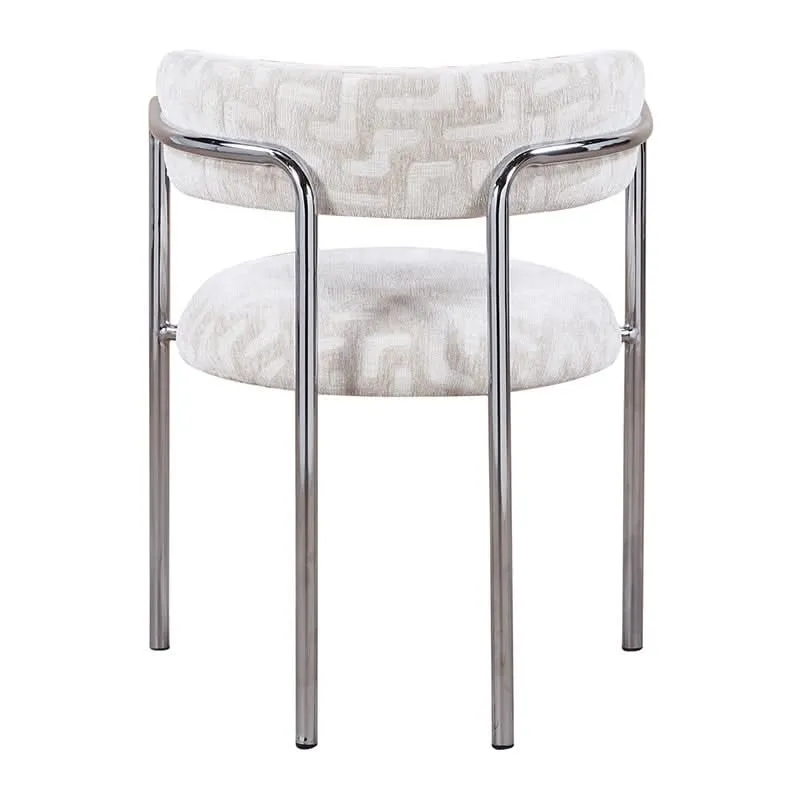 Pole to Pole Art Deco Esszimmerstuhl Maze Beige | Chromgestell