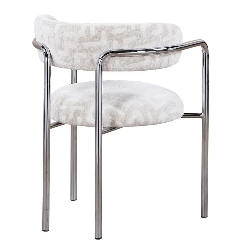 Pole to Pole Art Deco Esszimmerstuhl Maze Beige | Chromgestell