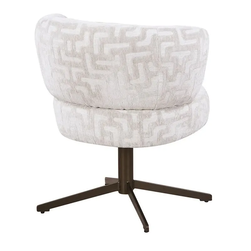 Pole to Pole Atlas Drehbarer Esszimmerstuhl mit Armlehnen Maze Beige | Messingfarbener Drehfuß