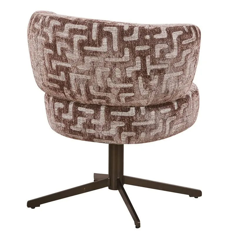 Pole to Pole Atlas Drehbarer Esszimmerstuhl mit Armlehnen Maze Brown | Messingfarbener Drehfuß