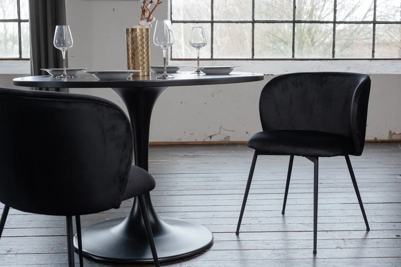 B-Ware KAWOLA Stuhl LENA Esszimmerstuhl Velvet schwarz