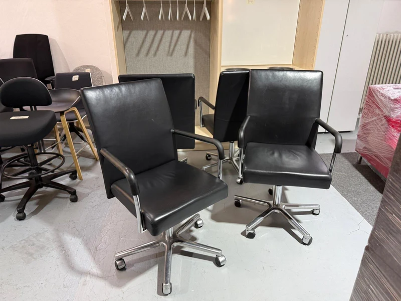 Walter Knoll Konferenzstuhl Leder auf Rollen Schwarz
