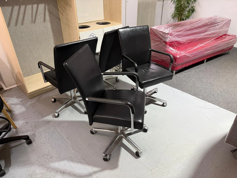 Walter Knoll Konferenzstuhl Leder auf Rollen Schwarz