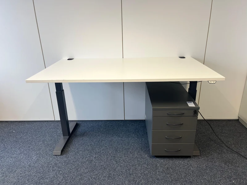 Elektrisch höhenverstellbarer Schreibtisch Weiß / Anthrazit
