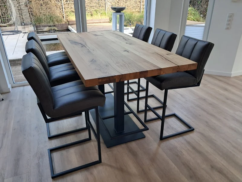 Massivholz Bartisch Altholz mit Fußablage Tono
