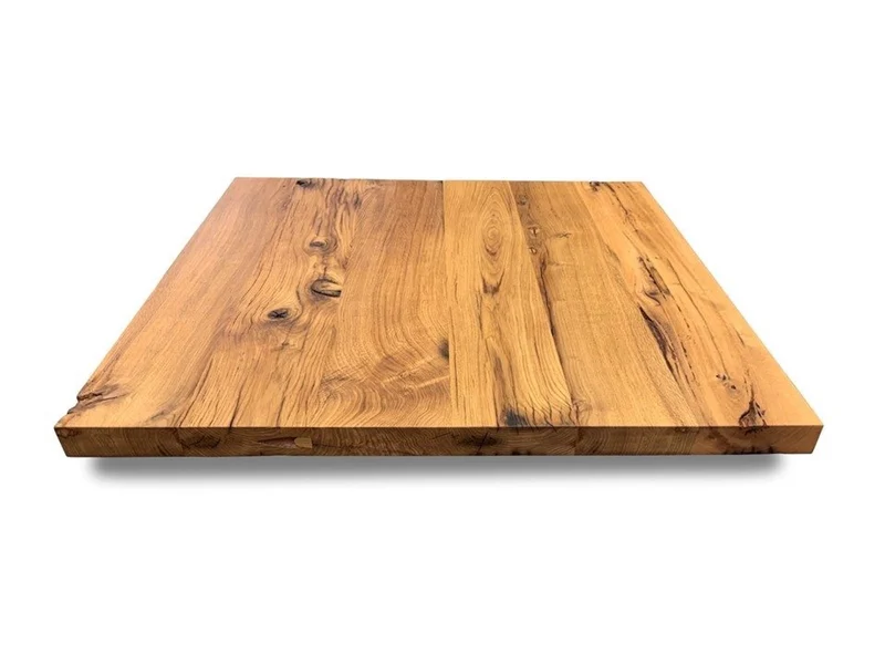 Quadratische Tischplatte Altholz Eiche 6 cm