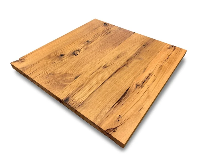 Quadratische Tischplatte Altholz Eiche 6 cm