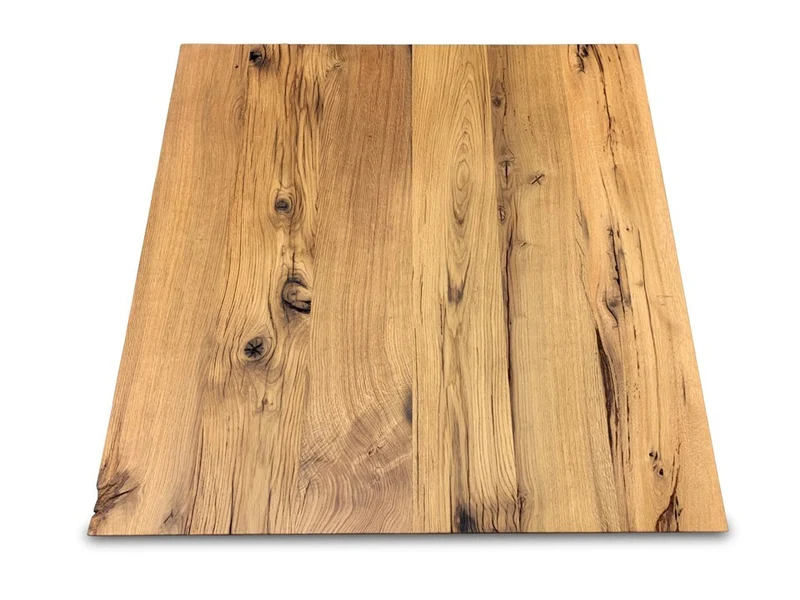 Quadratische Tischplatte Altholz Eiche 6 cm