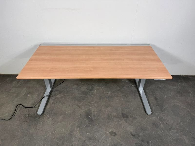 VS Elektrisch Höhenverstellbarer Schreibtisch helles Nussbaum