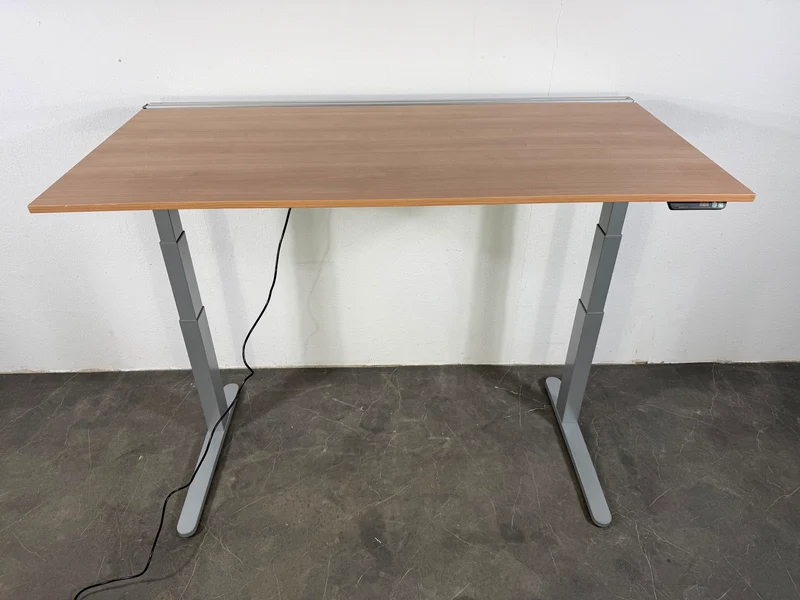 VS Elektrisch Höhenverstellbarer Schreibtisch helles Nussbaum