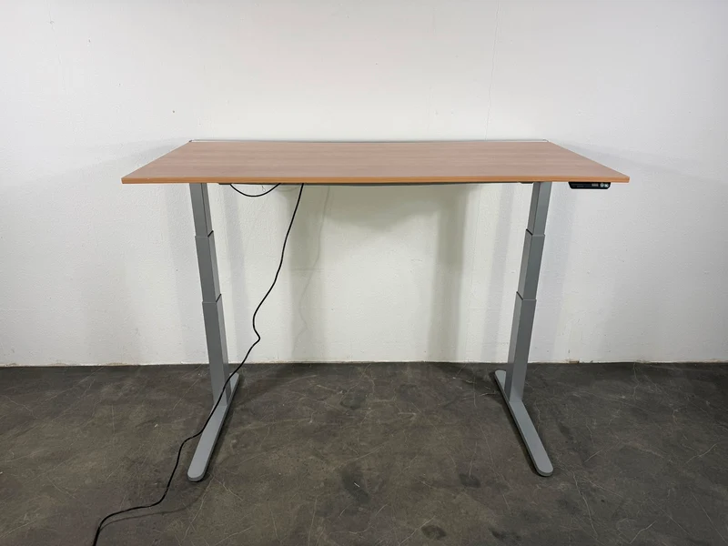 VS Elektrisch Höhenverstellbarer Schreibtisch helles Nussbaum