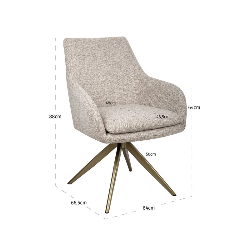 Richmond Interiors Esszimmerstuhl Lisonne cayenne brown swivel fire retardant