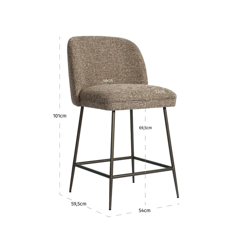 Richmond Interiors Thekenstuhl Pullitzer brown tweed