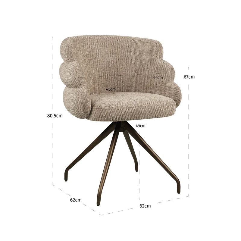 Richmond Interiors Esszimmerstuhl Kayla mocca boldweave swivel