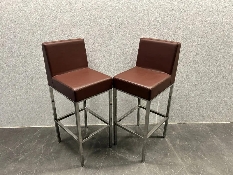 Barhocker Braun / Chrom Leder
