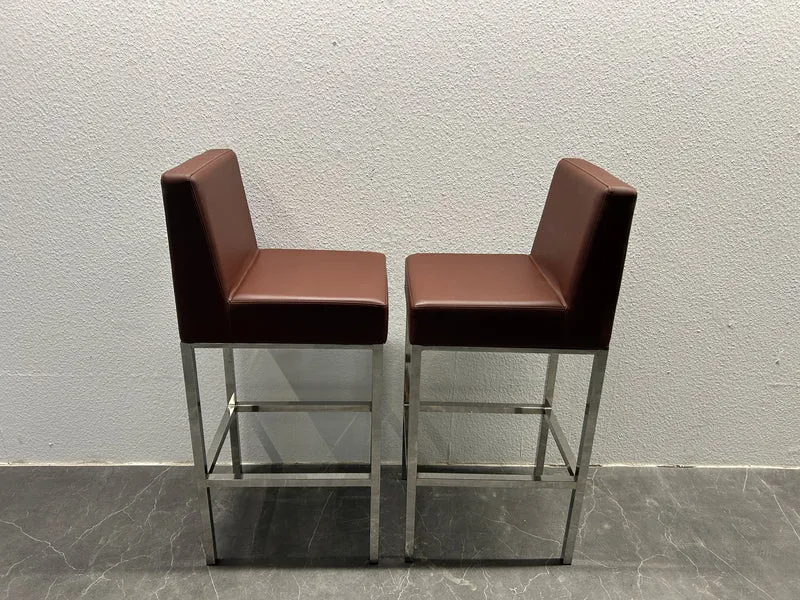 Barhocker Braun / Chrom Leder