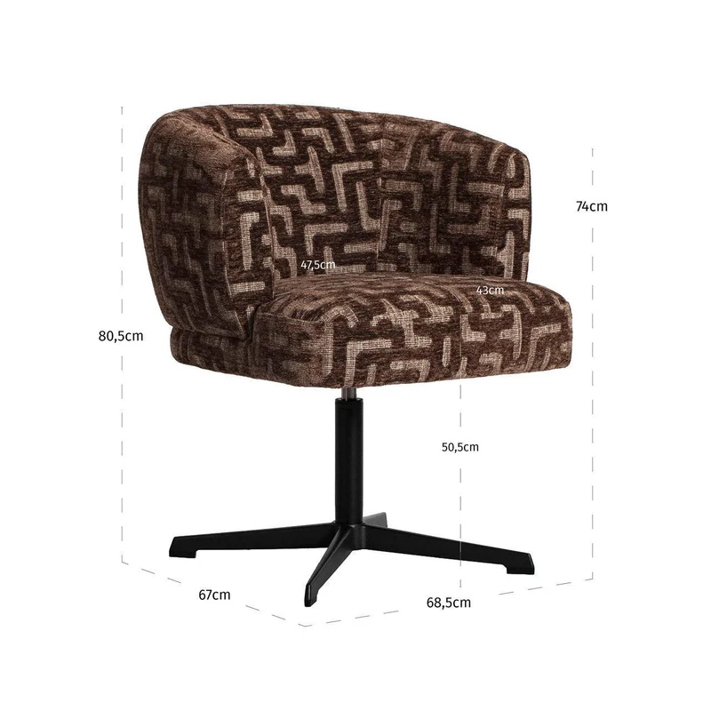 Richmond Interiors Esszimmerstuhl Dinan brown labyrinth fire retardant