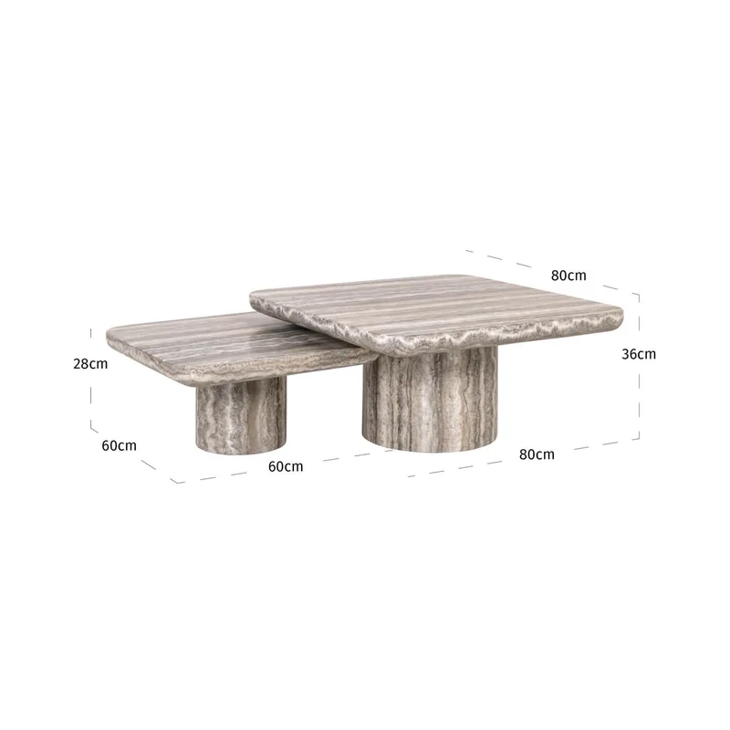 Richmond Interiors Couchtisch Dulce Grey (Denizly) – Set aus 2