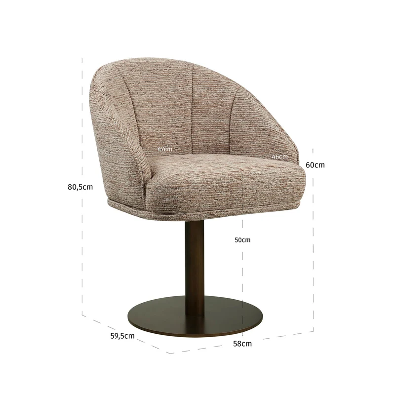 Richmond Interiors Esszimmerstuhl Beverly mocca linear swivel
