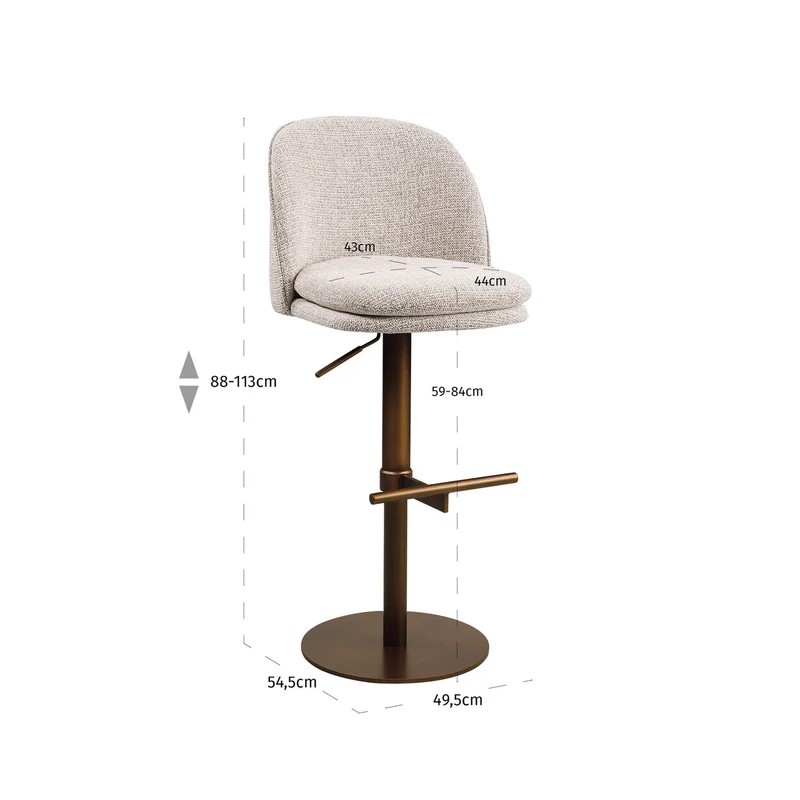 Richmond Interiors Barhocker Vesper mocca fancy